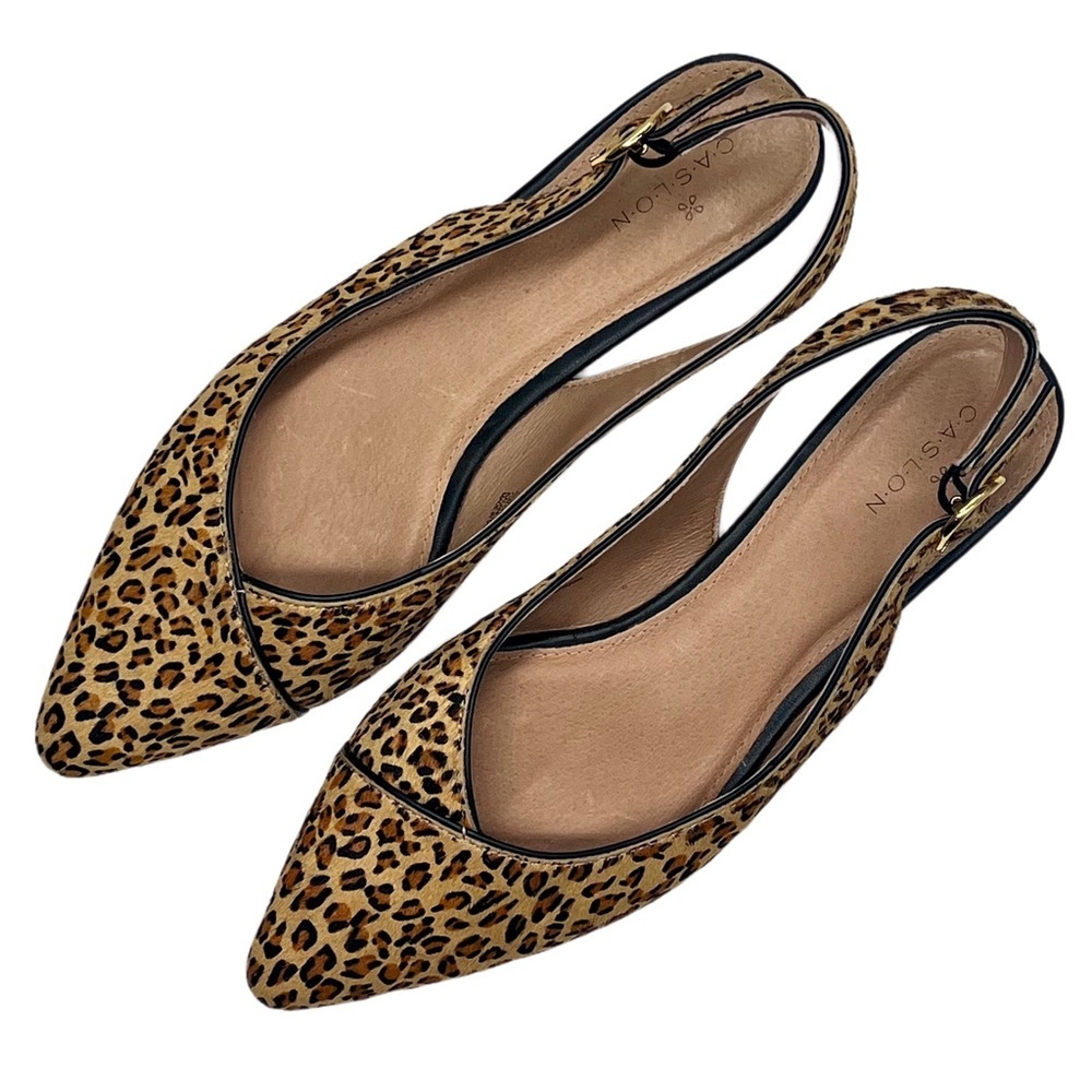 CASLON Leopard Print Slingback Flats 7.5